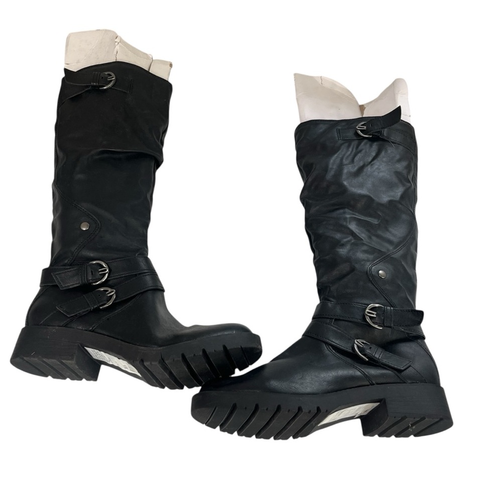 NWOT American rag black Brinley vegan leather knee length boots